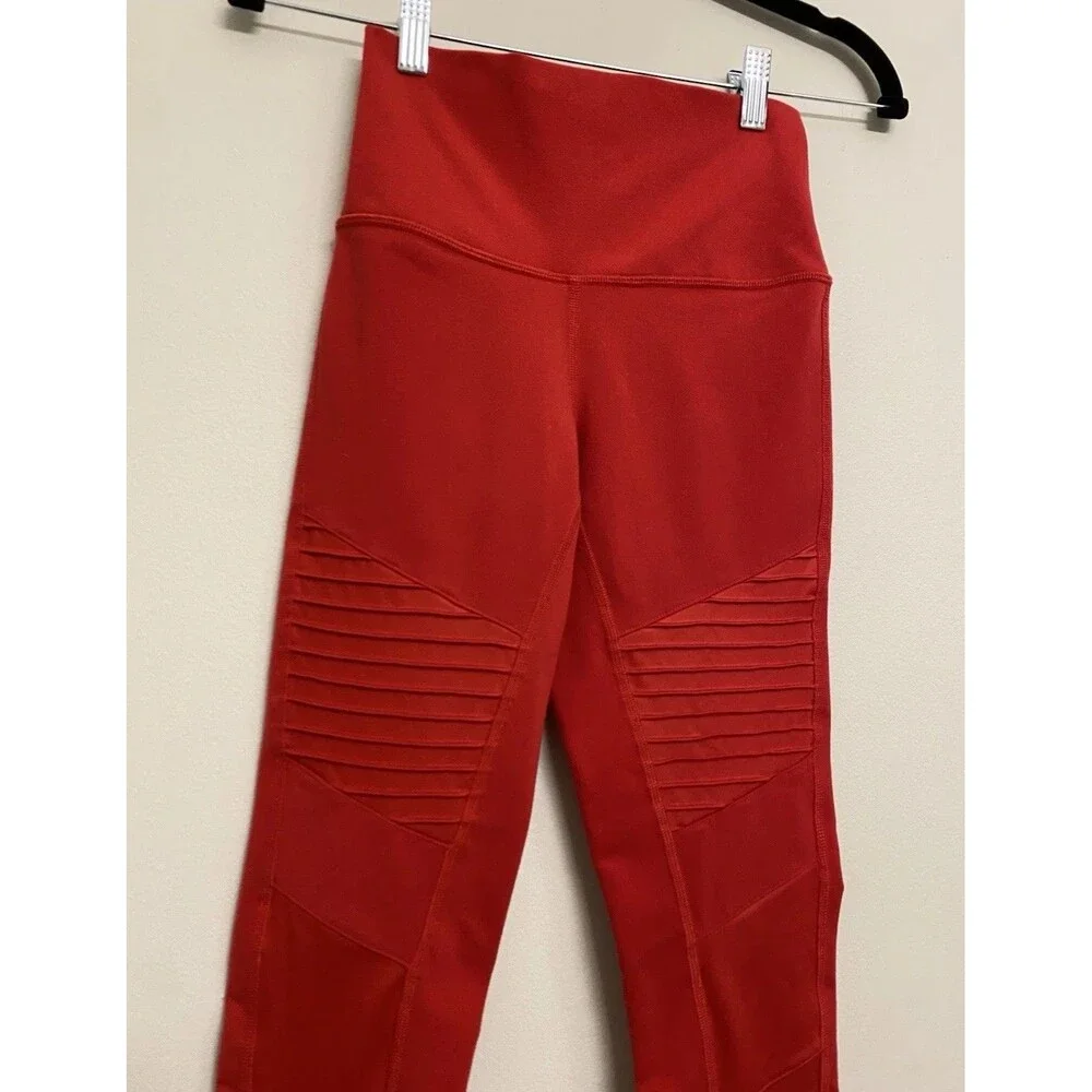 Alo Yoga High-Waist Moto Legging Size XS Cherry Red Athleisure Activewear Gym